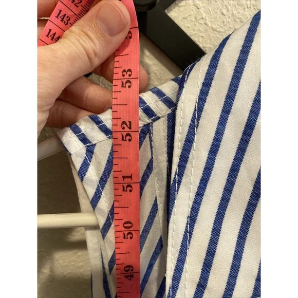 Me+Em Italian Seersucker Stripe Maxi Shirt Dress Italian Cotton Blend Size 6 - Picture 6 of 9